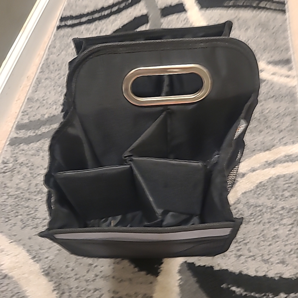 High Road Portable Seat Caddy Car Organizer Black Mesh Pockets Handle Back Seat